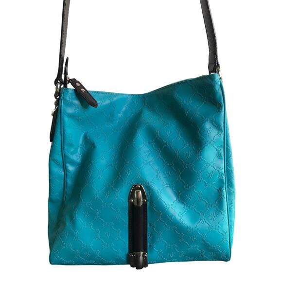 Piero Guidi Every Boy Crossbody Bag Womens Aqua Blue Black 21" Drop - Picture 5 of 9